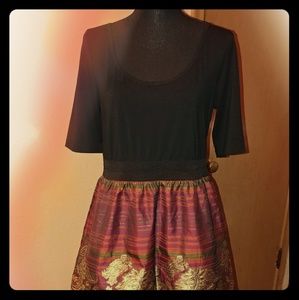 📢 Silk Metallic Plaid Embroidery Dress